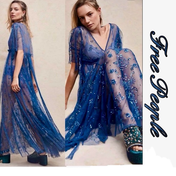 SOLD!! NWT Free People Sascha Sequin Maxi Dress with Original Included Slip (4) - Picture 8 of 12
